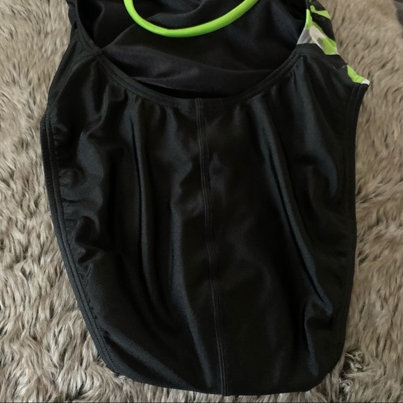 Speedo Black & Green Graffiti Swimsuit Sz 6 - Picture 6 of 8